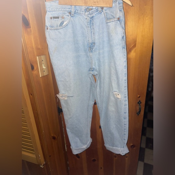 Calvin Klein ripped stonewashed high rise 90s jeans - Picture 2 of 12